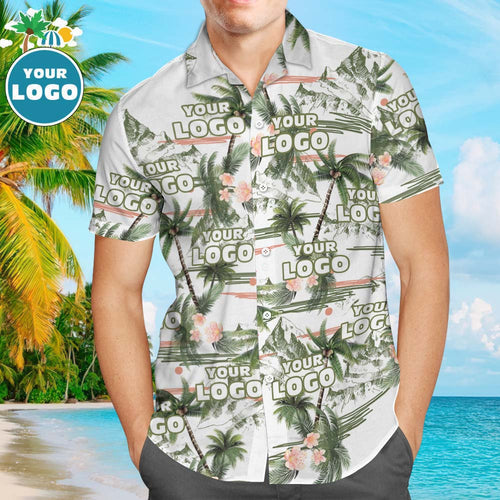 Custom Logo Personalized Hawaiian Shirt All Over Print Coconut Tree