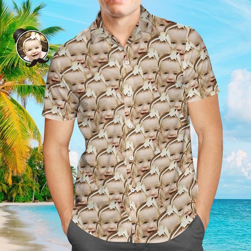 Custom Face Hawaiian Shirt Men's All Over Print Hawaiian Shirt Personalised Father's Day Shirt Gift for Dad