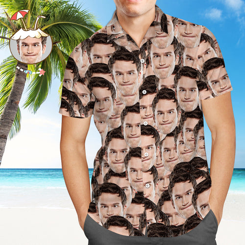 Custom Pet Face Hawaiian Shirt Men's All Over Print Hawaiian Shirt Personalized Hawaiian Shirt
