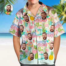 Christmas Gifts , Custom Face Hawaiian Shirt Men's All Over Print Large Leaves Short Sleeve Shirt