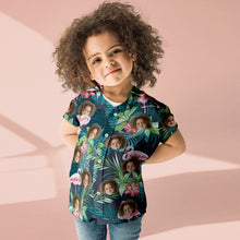 Custom Photo Hawaiian Shirt Couple Outfit Parent-child Wears Personalised Face Hawaiian Shirt Gift Flamingo Flower