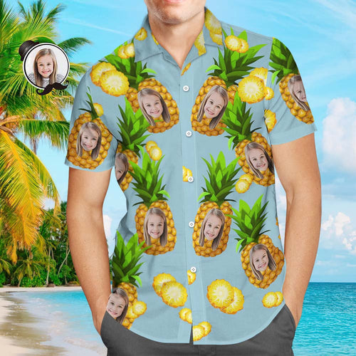Hawaiian Shirt Pineapple Hawaiian Shirt with Face Custom Tropical Shirts Father's Day Shirt Gift for Dad