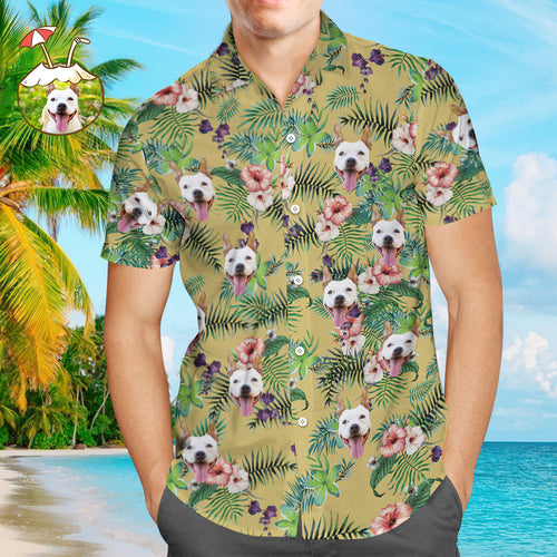 Custom Hawaiian Shirt with Dog Face Custom Tropical Shirt Personalized Hawaiian Shirt
