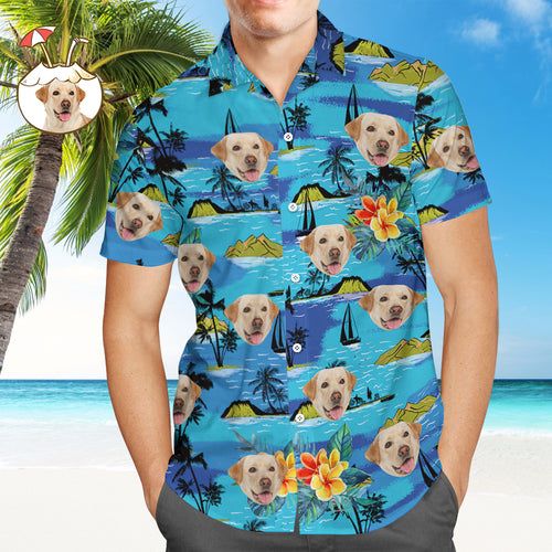 Custom Dog Face Hawaiian Shirt Custom Tropical Shirts Men's All Over Print Hawaiian Shirt