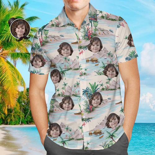 Custom Face Hawaiian Shirt Men's Photo Shirt All Over Print Shirt - Landscape Pattern