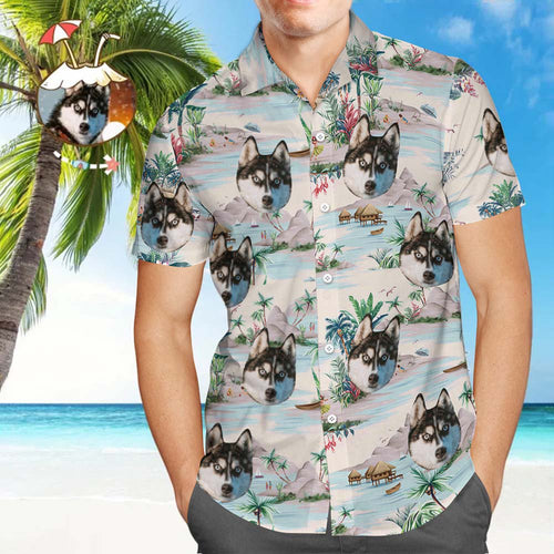 Custom Dog Face Hawaiian Shirt Custom Tropical Shirts  Men's All Over Print Hawaiian Shirt