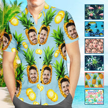 Christmas Gifts , Custom Face Hawaiian Shirt Men's Photo Shirt All Over Print Shirt - Flowers And Leaves