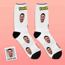 Christmas Gifts , Custom Face Socks Add Name And Pictures Breathable Soft Socks - Colorful
