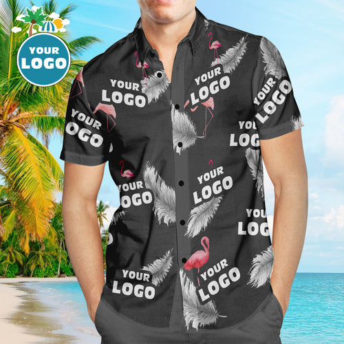 Custom Logo Hawaiian Shirts Colorful Flamingo Design Aloha Beach Shirt For Men - MyFaceSocksAu