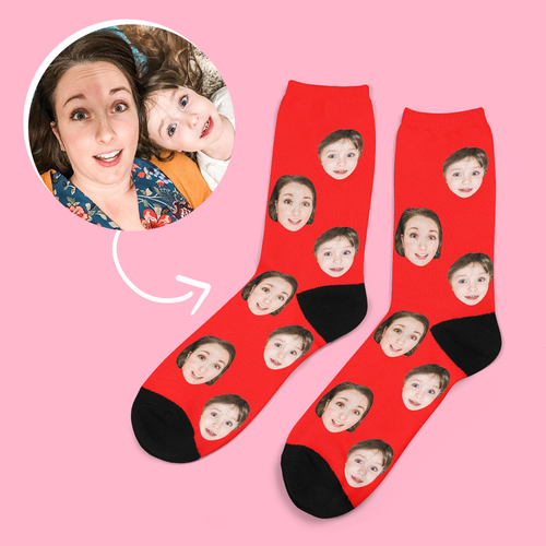 Mother's Day Gifts,Custom Face Socks Add Name And Pictures Breathable Soft Socks - Colorful
