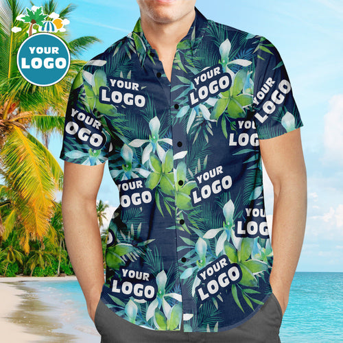 Custom Logo Hawaiian Shirts Leaves & Petal Aloha Beach Shirt For Men - MyFaceSocksEU