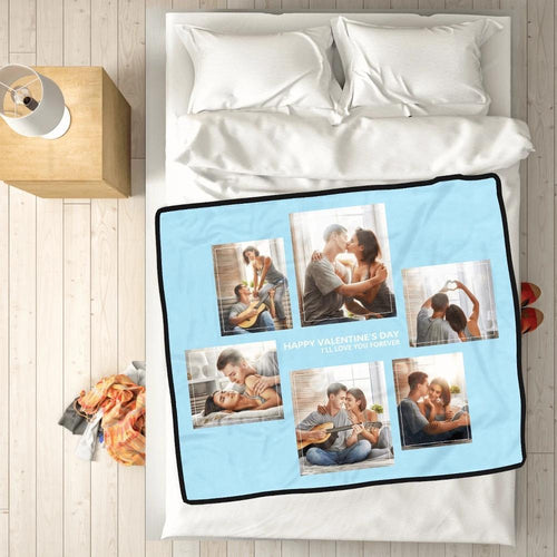 Personalized Perfect Love with 6 Photos Fleece Custom Blanket - MyFaceSocksAU