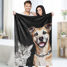 Custom Photo Dog Blankets Personalized  Pet Fleece Blanket Painted Art Portrait