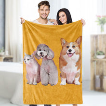 Custom Photo Dog Blankets Personalized  Pet Fleece Blanket Painted Art Portrait