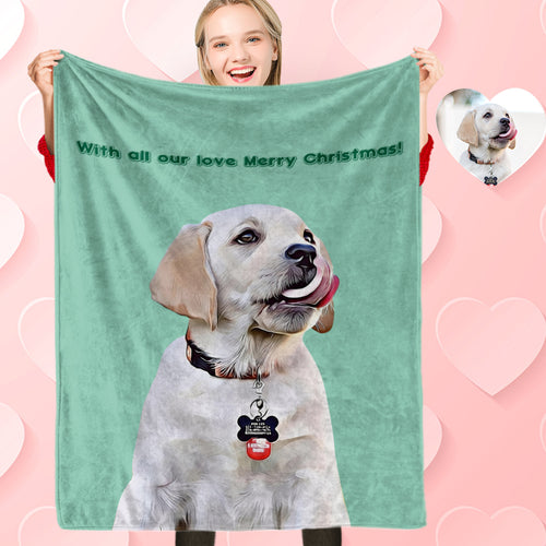 Custom Dog Blankets Personalized  Pet Fleece Blanket Painted Art Portrait