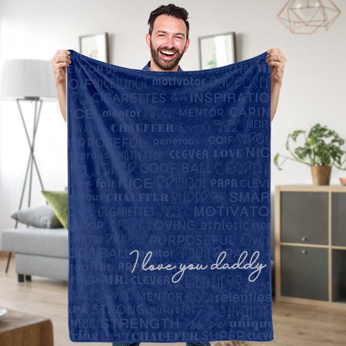 Custom Blankets Personalized Fleece Blanket With Your Text I Love Dad