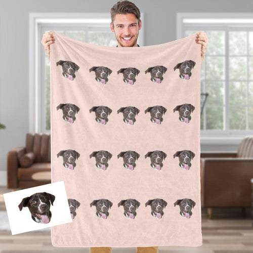 Custom Face Blankets Personalized Fleece Blanket Gifts For Family - Pet Face