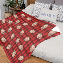 Custom Face Blankets Personalized Fleece Blanket Gifts For Family - Red Plaid
