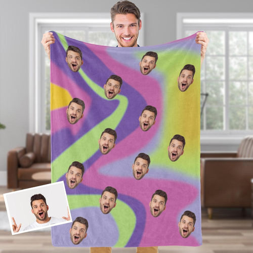 Custom Face Blankets Personalized Fleece Blanket Gifts For Family - Abstract Pattern