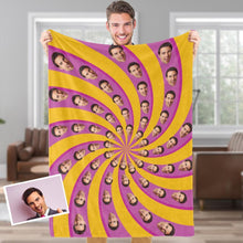 Custom Face Blankets Personalized Fleece Blanket Gifts For Family - Orange Moving Optical Illusion