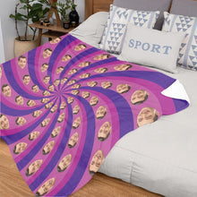 Custom Face Blankets Personalized Fleece Blanket Gifts For Family - Pink Moving Optical Illusion