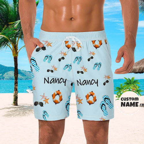 Custom Men's Shorts Custom Name Summer Beach Shorts - MyFaceSocksAu