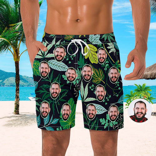 Men's Custom Face Beach Trunks All Over Print Photo Shorts - Cool Handsome - MyFaceSocksAu