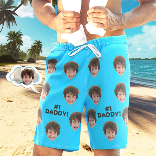 Custom Face Swim Trunks Personalised Beach Shorts Men's Casual Shorts #1 Daddy - MyFaceSocksAu