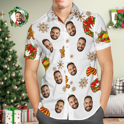 Custom Face Hawaiian Shirt White Hawaiian Shirts Christmas Gift for Him - Myfacesocks