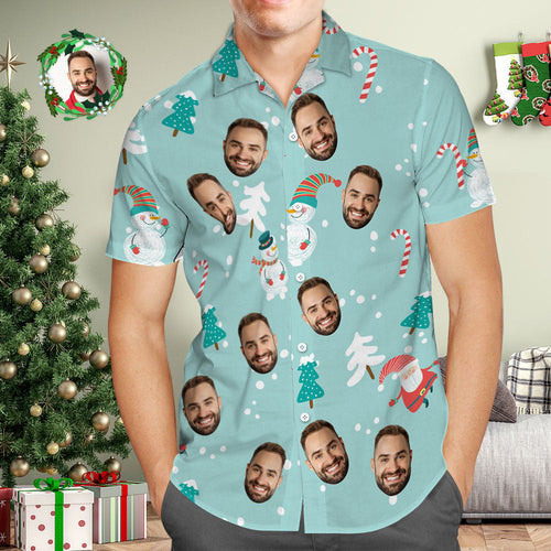 Custom Face Hawaiian Shirt Personalized Photo Hawaiian Shirts Christmas Gift for Him - Myfacesocks
