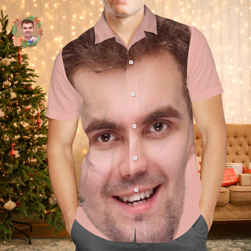 Custom Face Hawaiian Shirts Personalized Photo Gift Men's Christmas Shirts Gift - Big Face - MyFaceSocksAu