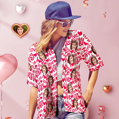 Custom Face Hawaiian Shirt For Women ALL Over Printed Love Shirt Valentine's Day Gifts For Her - MyFaceSocksAu