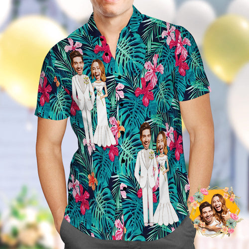 Custom Hawaiian Shirt Personalized Wedding Hawaiian Flower Shirt Best Wedding Gift - MyFaceSocksAu
