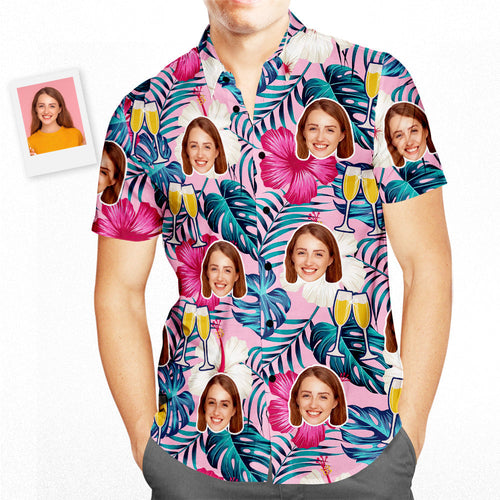 Custom Face Hawaiian Shirt Leaves Personalized Birthday Gifts