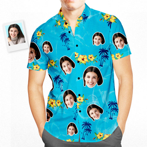 Custom Face Happy Birthday Hawaiian Shirt Water Ripples Personalized Birthday Gifts
