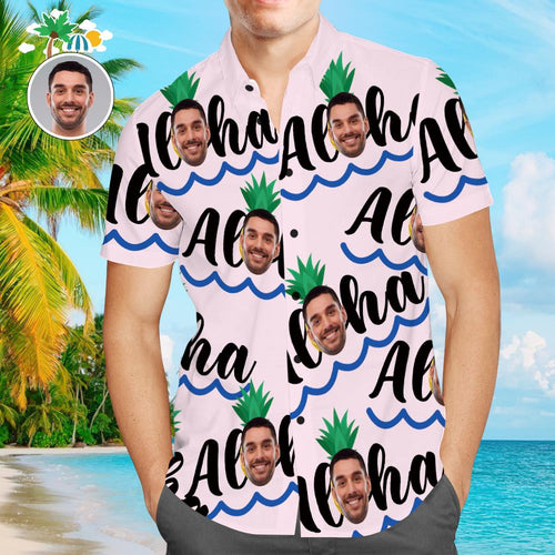Custom Face Hawaiian Shirt All Over Print Men's Shirt Aloha