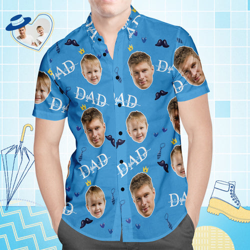 Custom Face Hawaiian Shirt All Over Print Men's Shirt I LOVE YOU DAD