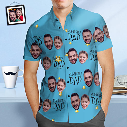 Custom Face Hawaiian Shirt Number 1 Dad Personalized Father's Day Shirt Gift for Dad