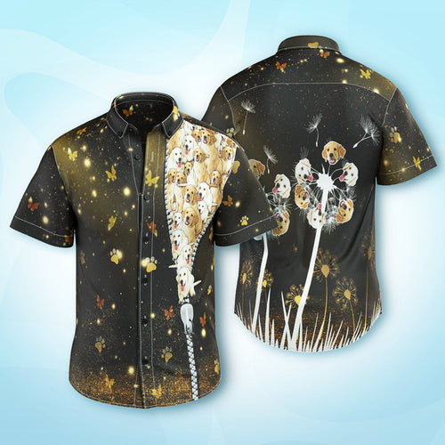 Custom Face Hawaiian Shirt Gifts for Pet Lover Golden Retriever Dandelion Flower