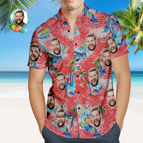 Custom Face Hawaiian Shirt Beautiful Scenery Personalized Shirt with Your Face - MyFaceSocksAu