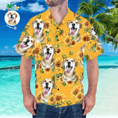 Custom Face Hawaiian Shirt Sunflower Pattern Hawaiian Shirt for Beach Party - MyFaceSocksAu