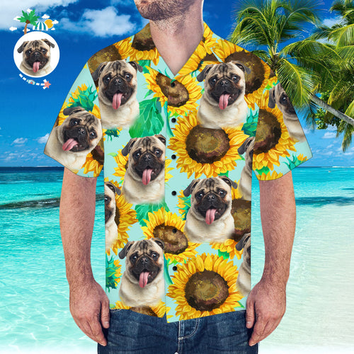 Custom Face Hawaiian Shirt Personalised Hawaiian Shirt Summer Sunflower Shirt - MyFaceSocksAu