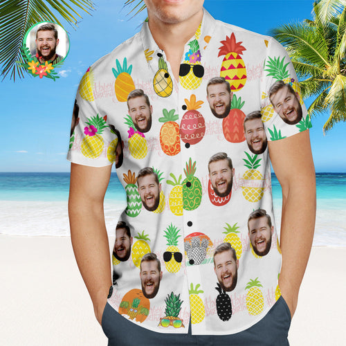 Custom Birthday Hawaiian Shirt Pineapple Party Personalized Face Shirt - MyFaceSocksAu