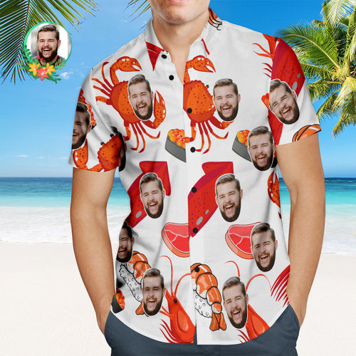 Custom Face Hawaiian Shirt Lobster Sushi Personalized Face Shirt - MyFaceSocksAu