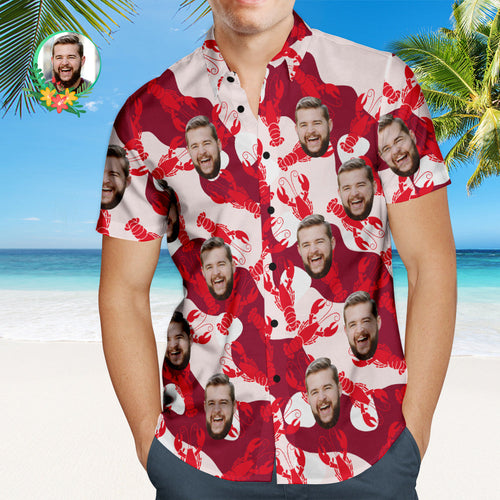 Custom Face Hawaiian Shirt Lobster Style Personalized Face Shirt - MyFaceSocksAu