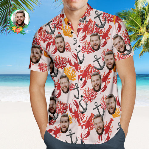Custom Face Hawaiian Shirt Lobster Underwater World Personalized Face Shirt - MyFaceSocksAu
