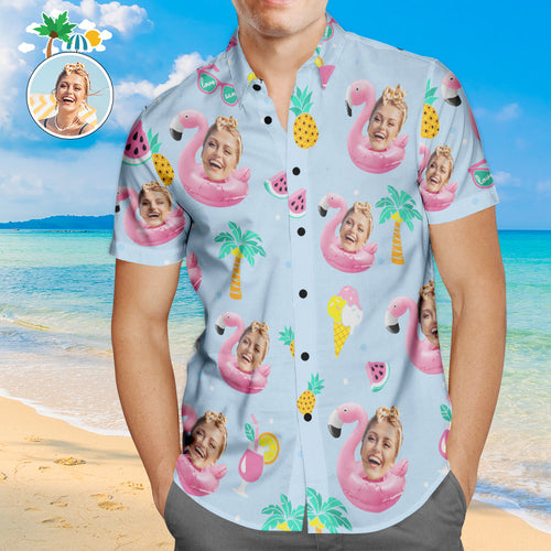 Custom Face Hawaiian Shirt Enjoy Summer Time Personalized Aloha Beach Shirt For Men - MyFaceSocksAu