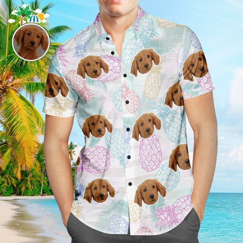 Custom Face Hawaiian Shirt Pineapple Design Men's Popular All Over Print Hawaiian Beach Shirt Holiday Gift - MyFaceSocksAu