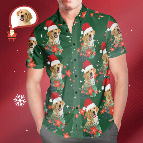 Men's Custom Photo Christmas Hawaiian Shirts Christmas Gift for Pet Lovers - MyFaceSocksAu