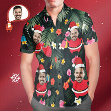 Custom Face Hawaiian Shirts Personalised Photo Santa Claus Christmas Shirt For Men - MyFaceSocksAu